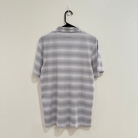 Travis Mathew Beach Camping Stripe Piqué Polo Grey White Short Sleeve Medium - Picture 9 of 14